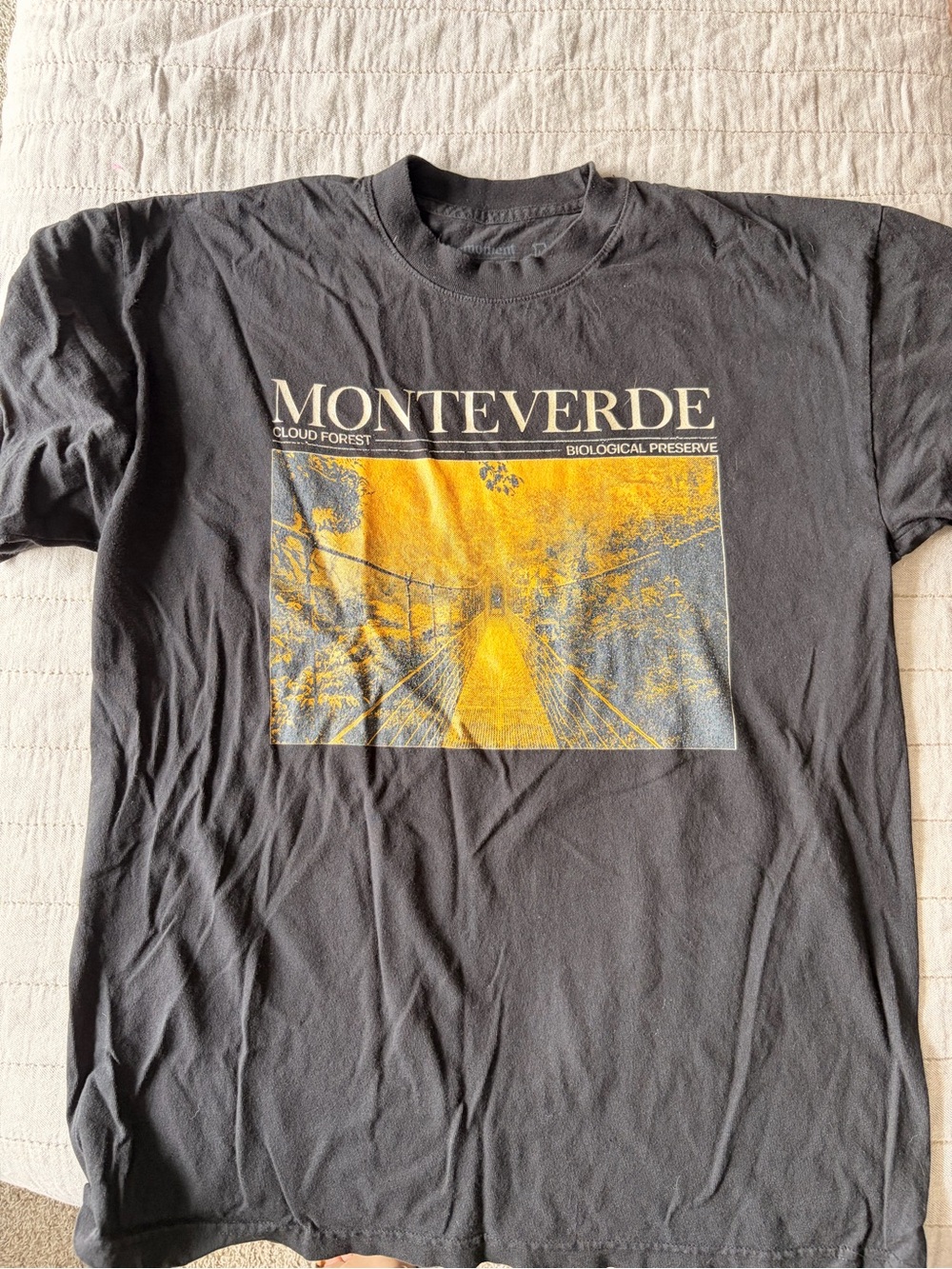 Short Sleeve Graphic Tee in Black with Yellow Print